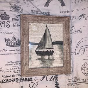 Watercolor sailboat with page background
